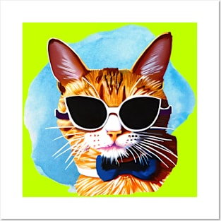 Ginger Cat wearing sunglasses Sassy Cat Posters and Art